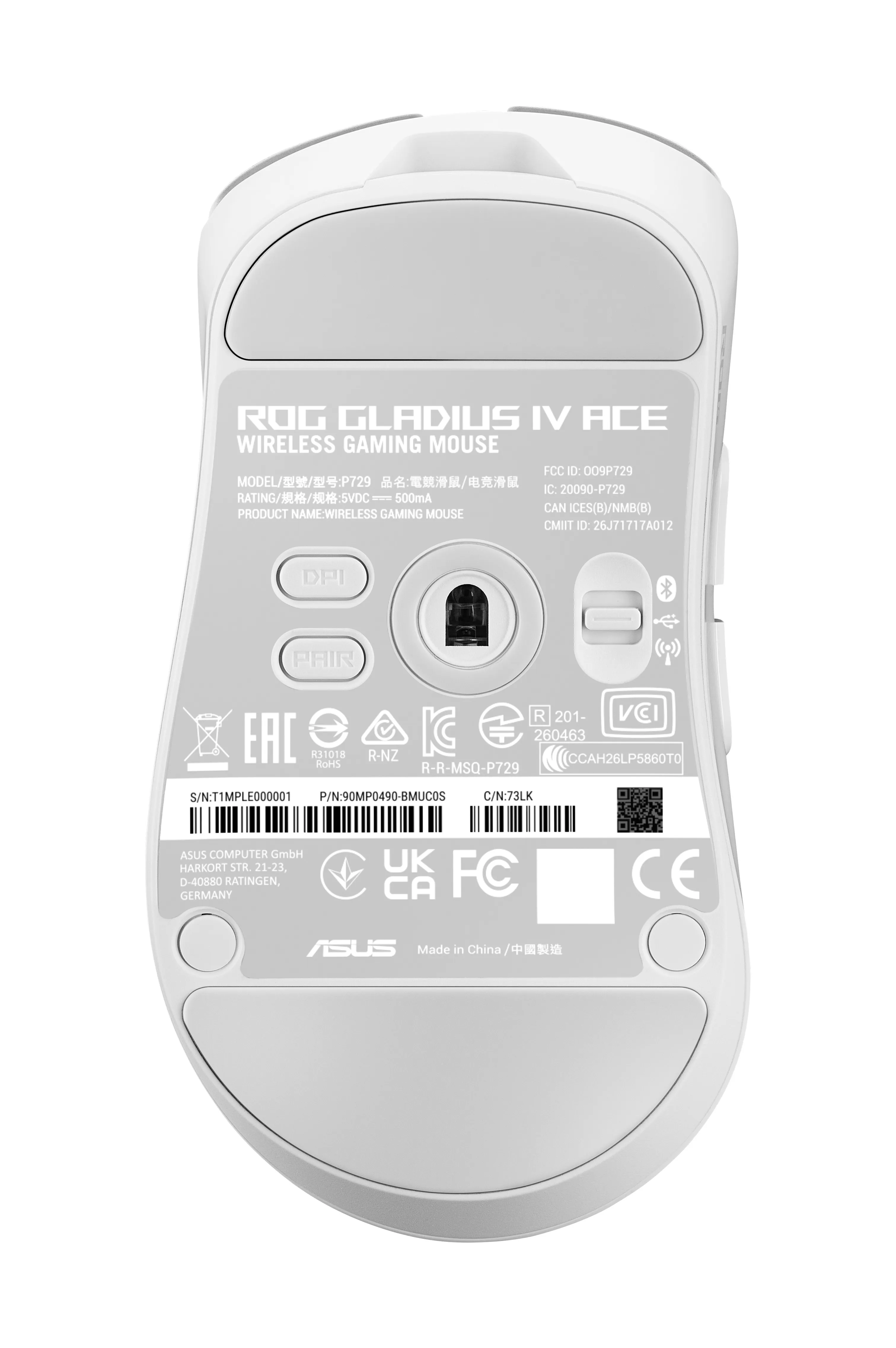 ASUS ROG Gladius IV Ace Wireless Ergonomic Gaming Mouse, White