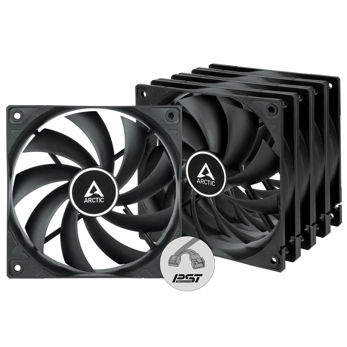 Arctic F12 PST, 120mm, PWM - fan, 5 pack, black