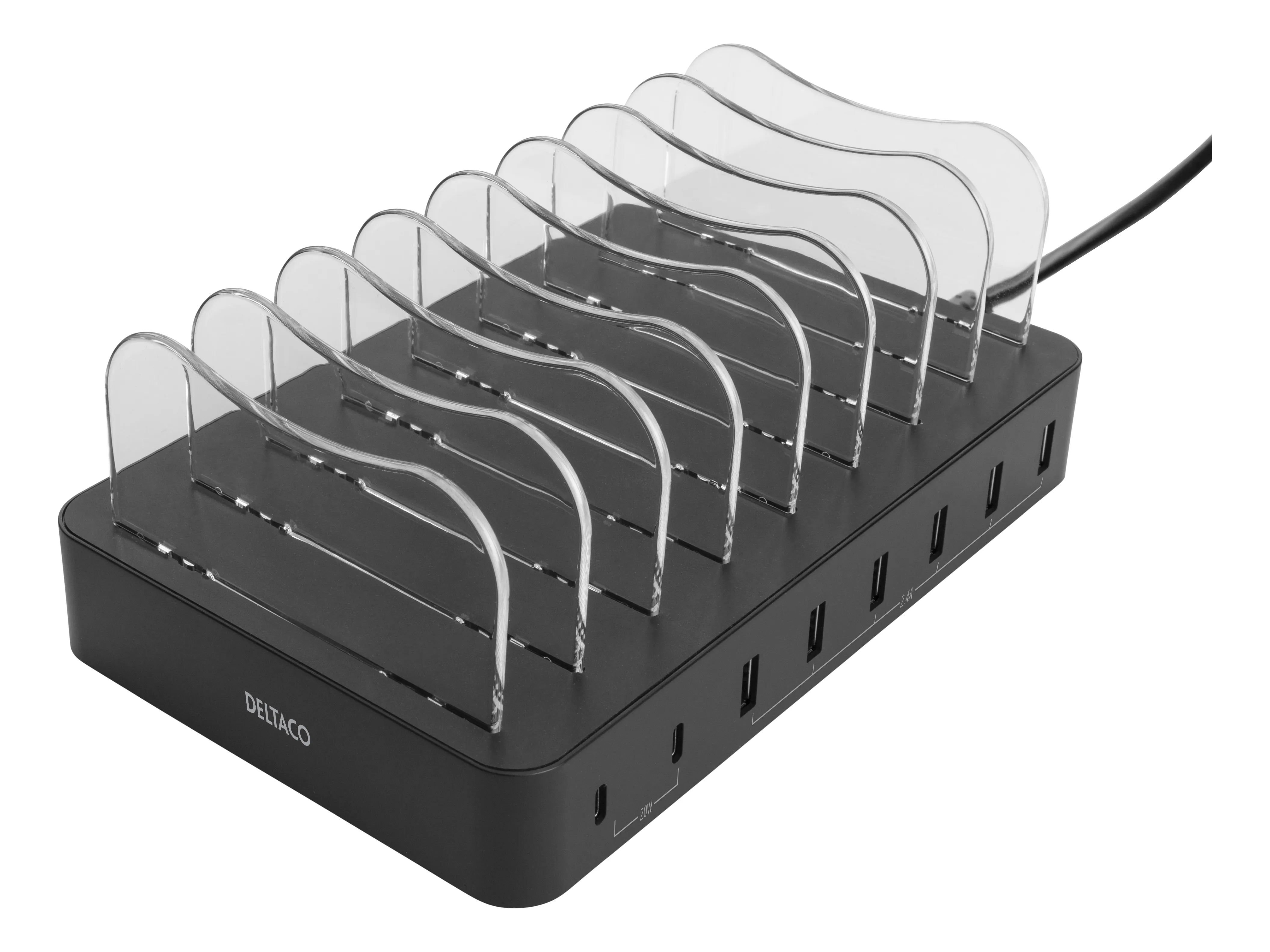 DELTACO USB Charging station 6 USB-A, 2 USB-C PD 75W