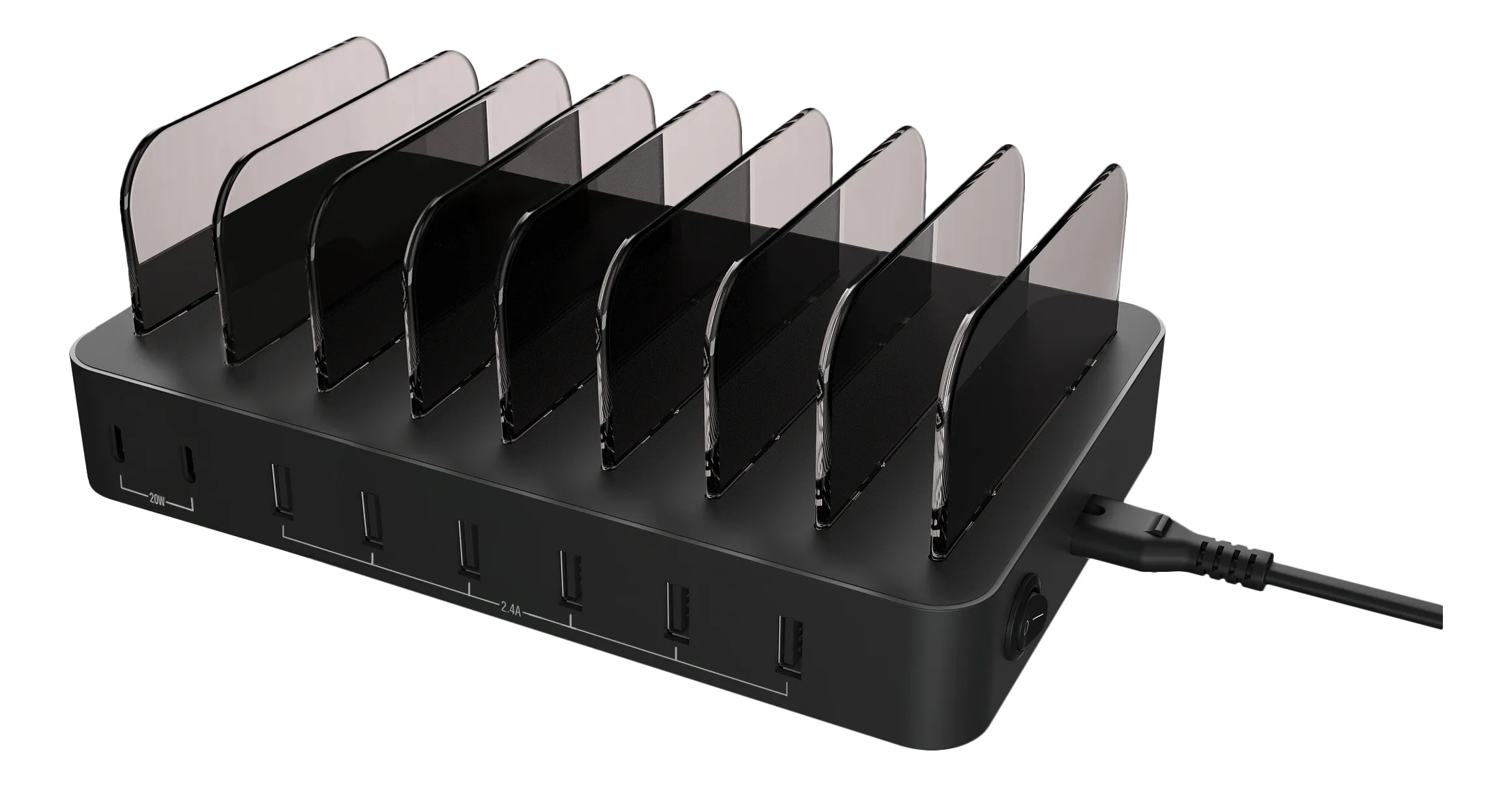 DELTACO USB Charging station 6 USB-A, 2 USB-C PD 75W