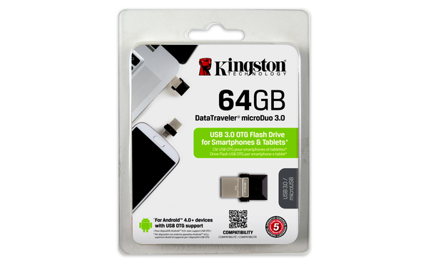 Kingston 64 Gt DataTraveler microDuo USB 3.0 -muistitikku, Musta