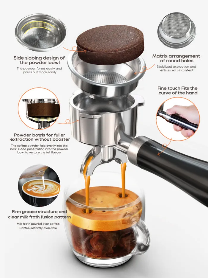 HIBREW H10A halvautomatisk espressomaskin, svart
