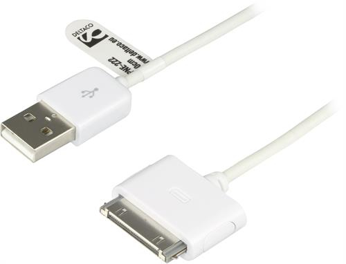 DELTACO USB-synkronointikaapeli iPhone/iPod, 0,5m, musta