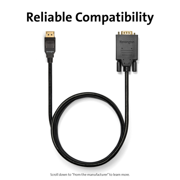 Kensington DisplayPort 1.2 to VGA Cable 1.8m