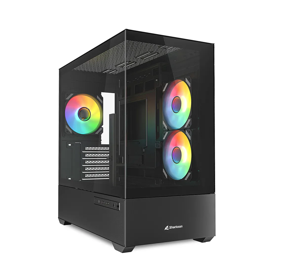 Sharkoon MK6 RGB Micro-ATX Case with window and RGB lighting, Black