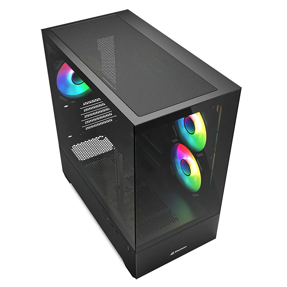 Sharkoon MK6 RGB Micro-ATX Case with window and RGB lighting, Black