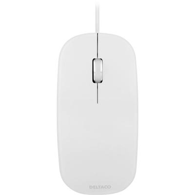 DELTACO optinen hiiri, 1000 DPI, 1,5m, USB, valkoinen