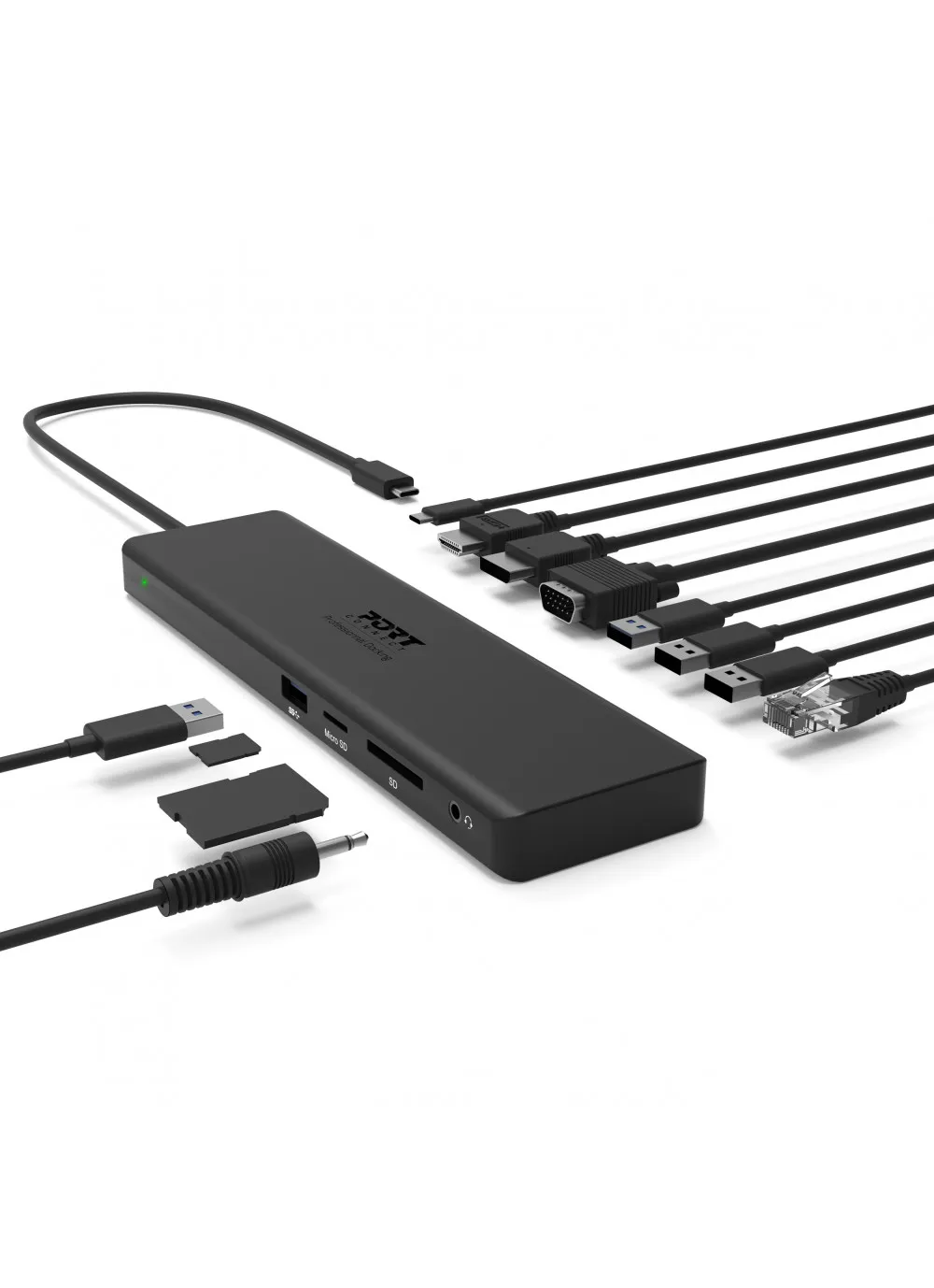 Port Designs USB-C Triple Screen Travel Docking Station, 100W PD