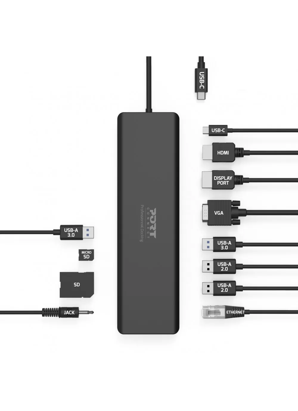 Port Designs USB-C Triple Screen Travel Docking Station, 100W PD