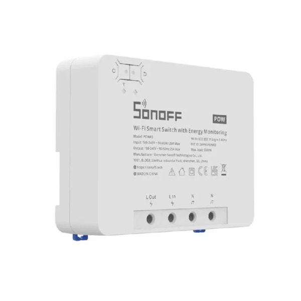SONOFF POWR3 25A 5500W - Wi-Fi smart switch with power monitoring, White