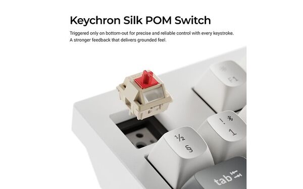 Keychron Q5 Ultra 96% 8K -langaton mekaaninen pelin&auml;pp&auml;imist&ouml;, Silk POM Red, valkoinen