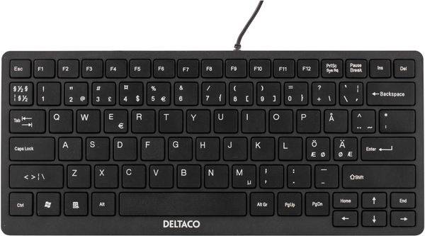 DELTACO tunt minitangentbord, USB, svart