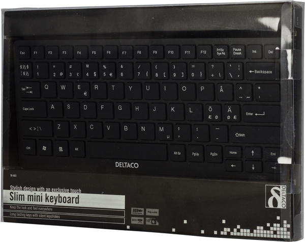 DELTACO tunt minitangentbord, USB, svart
