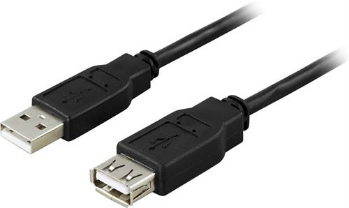 Deltaco USB-A - extension cable, 5 m, Black