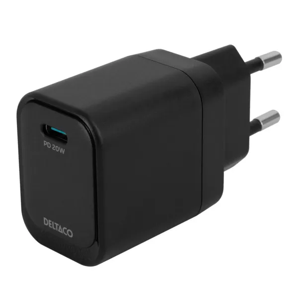 Deltaco 1x USB-C PD 20W USB - wall charger, black