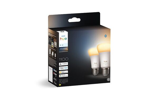 Philips Hue LED smart lamp, White ambiance, E27, 2-pack