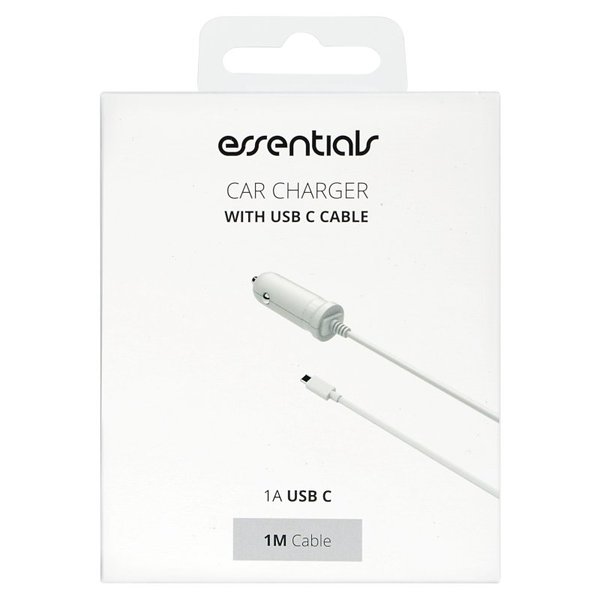 Autolaturi 5W USB-C, 1m, valkoinen