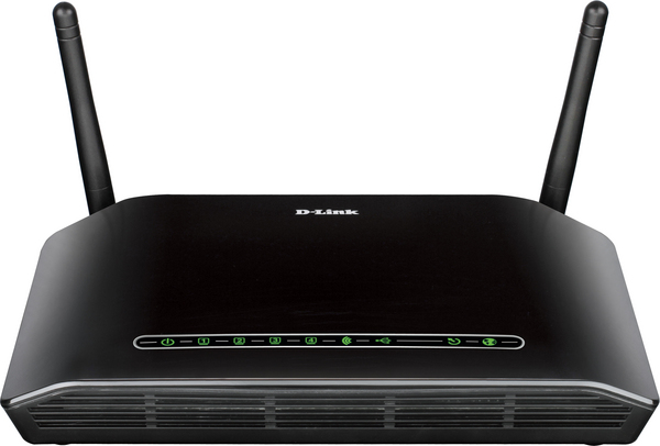 D-Link Wireless N ADSL2+ modem, 4-port, 802.11b/g/n, Svart