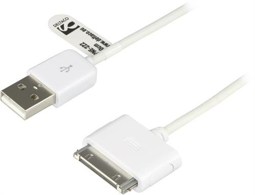 DELTACO USB-synkronointikaapeli iPhone/iPod, 0,5m, musta