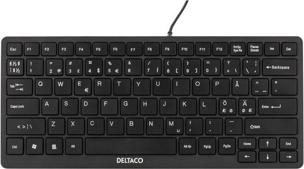 DELTACO tunt minitangentbord, USB, svart