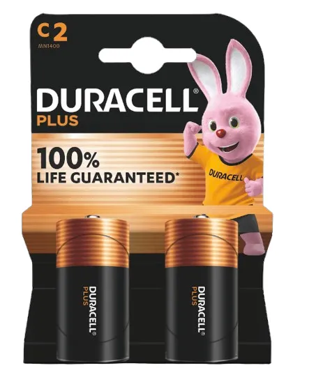 Duracell plus power c alkaliskt batteri 2kpl, lr14 mn1400k2 1,5v