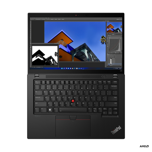 Lenovo ThinkPad L14 G3 14&quot; R5-5675U, 16 Gt, 256 Gt SSD, Win 11 Pro -kannettava, Musta
