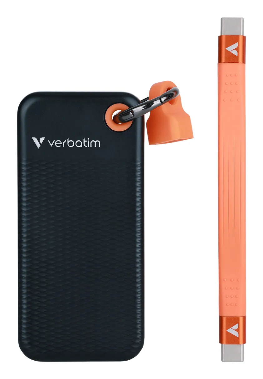 Verbatim Pocket SSD 512 Gt USB 3.2 Gen 2 (USB-C) -ulkoinen SSD, kannettava, musta/oranssi
