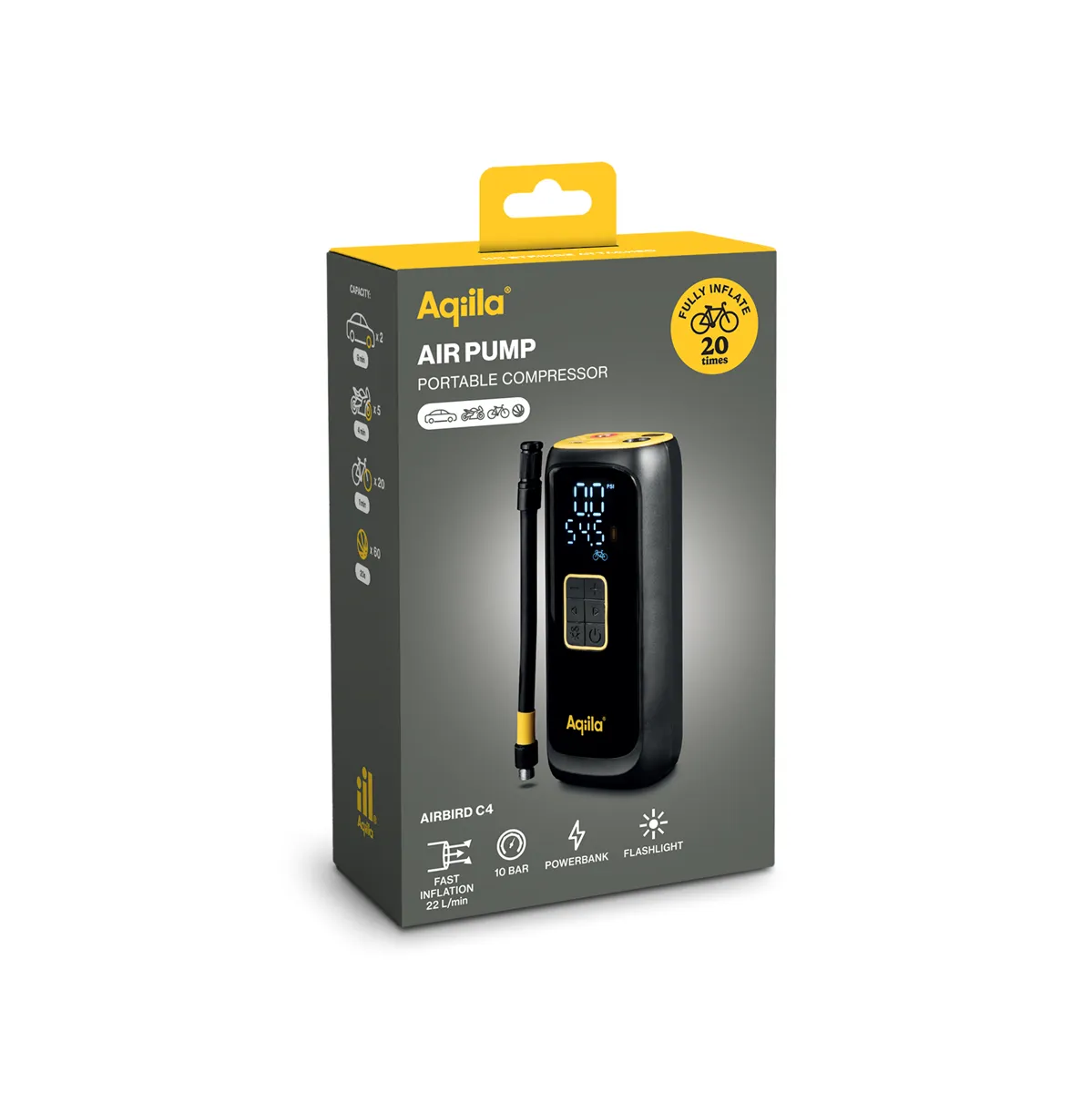 Aqiila Airbird C4 3in1 - air pump, portable compressor