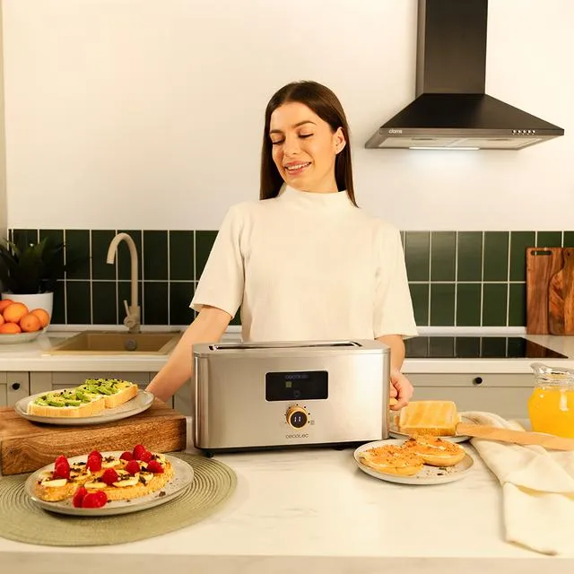 CECOTEC Touch &amp; Toast Extra Leiv&auml;npaahdin 1000 W Ruostumaton ter&auml;s 2 viipaleelle