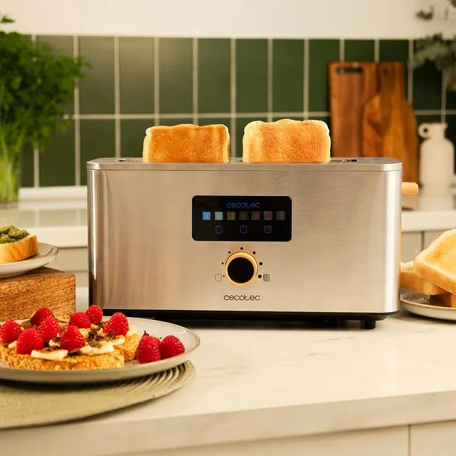CECOTEC Touch &amp; Toast Extra Leiv&auml;npaahdin 1000 W Ruostumaton ter&auml;s 2 viipaleelle