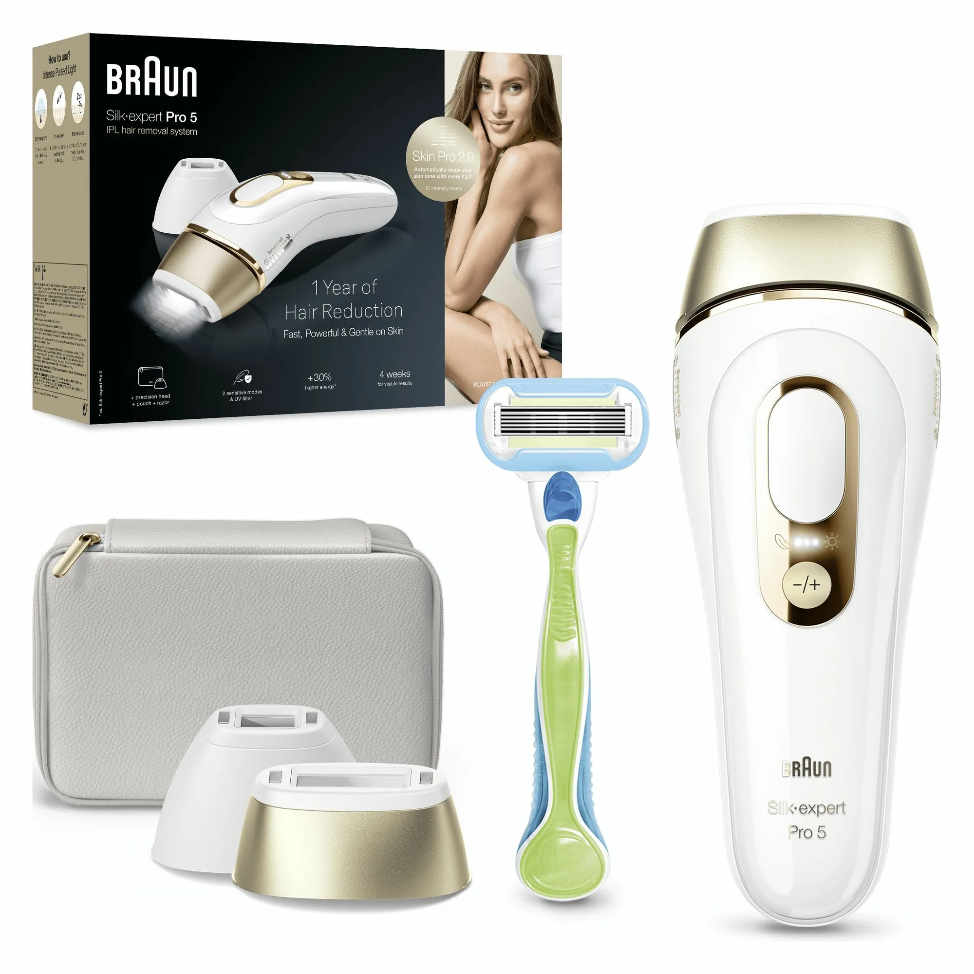 Braun PL5152 IPL - hair removal device, Gold, White