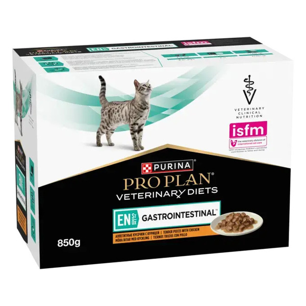Purina Pro Plan Veterinary Diets EN St/Ox Gastrointestinal Chicken, V&aring;tfoder f&ouml;r katt, Adult, Kitten, 10 x 85 g