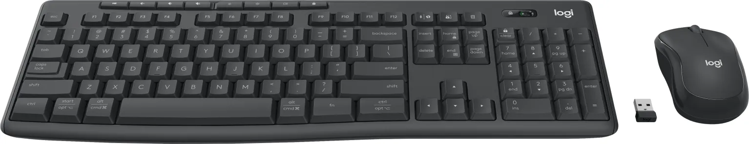 Logitech MK370 For Business - tr&aring;dl&ouml;st tangentbord och mus, graphite