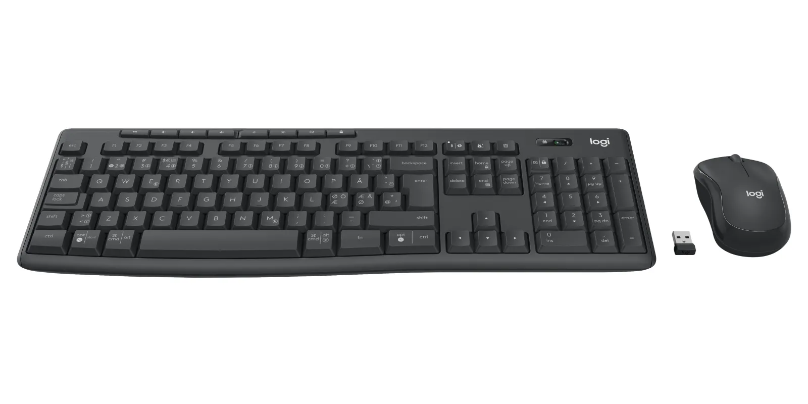 Logitech MK370 For Business - tr&aring;dl&ouml;st tangentbord och mus, graphite