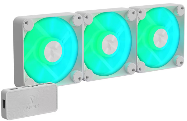 APNX FP1-120 PWM ARGB -tuuletin, 120 mm, nestelaakeri, valkoinen, 3kpl