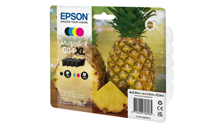 Epson 604XL ink cartridge kit, Black, Cyan, Magenta, Yellow, 4 pcs