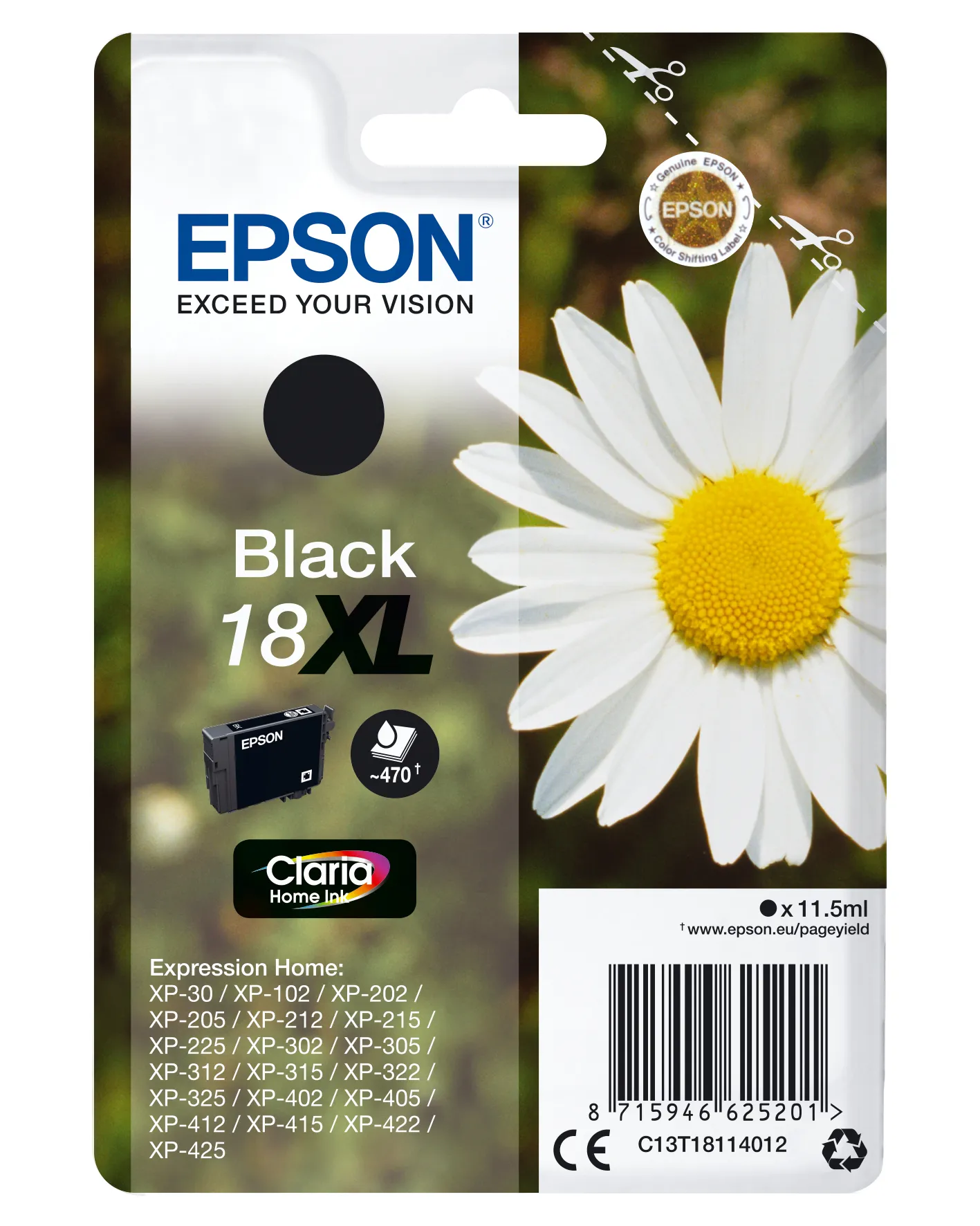 Epson 18XL ink cartridge, 11.5 ml, Black