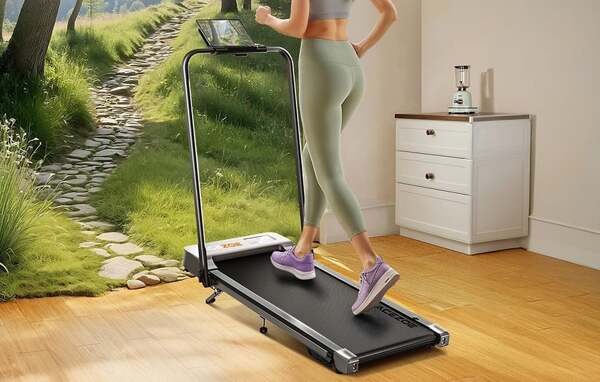 ACEZOE P12 Foldable Electric Treadmill, Black and Gray