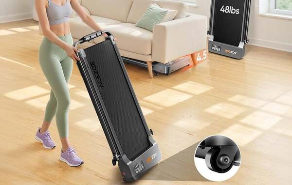 ACEZOE P12 Foldable Electric Treadmill, Black and Gray