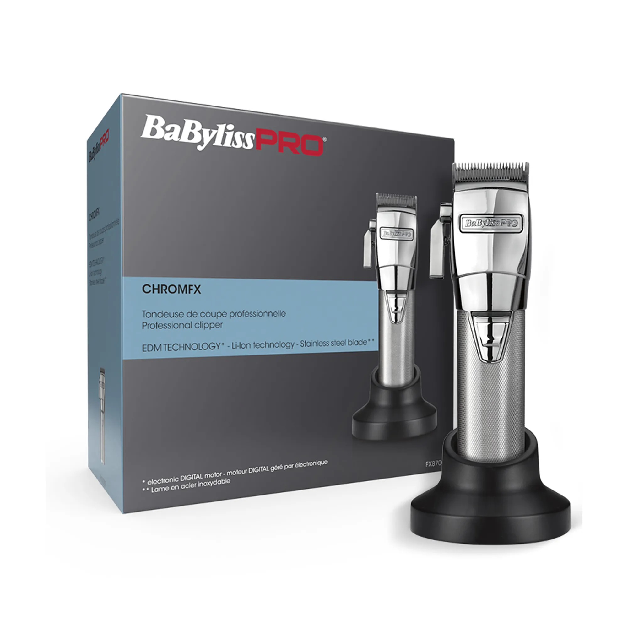 BaByliss PRO CHROMFX FX8700E Cordless Hair Clipper, Chrome