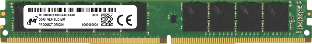 Crucial Micron VLP ECC UDIMM 8GB (1 x 8GB) DDR4 3200 MHz, CL22 Memory, Green