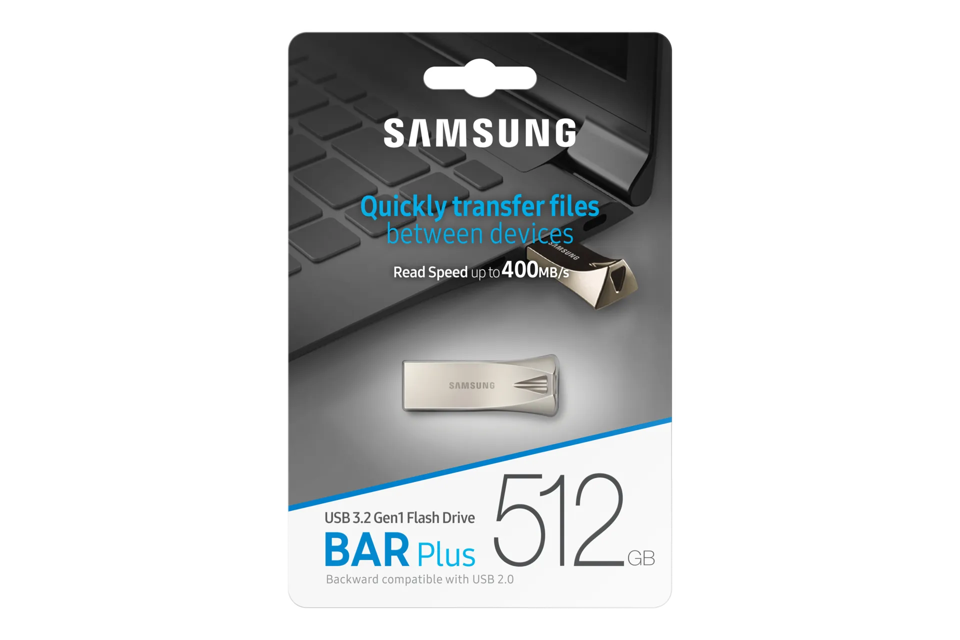 Samsung Bar Plus USB 3.2 Gen 1 512GB memory stick, Silver