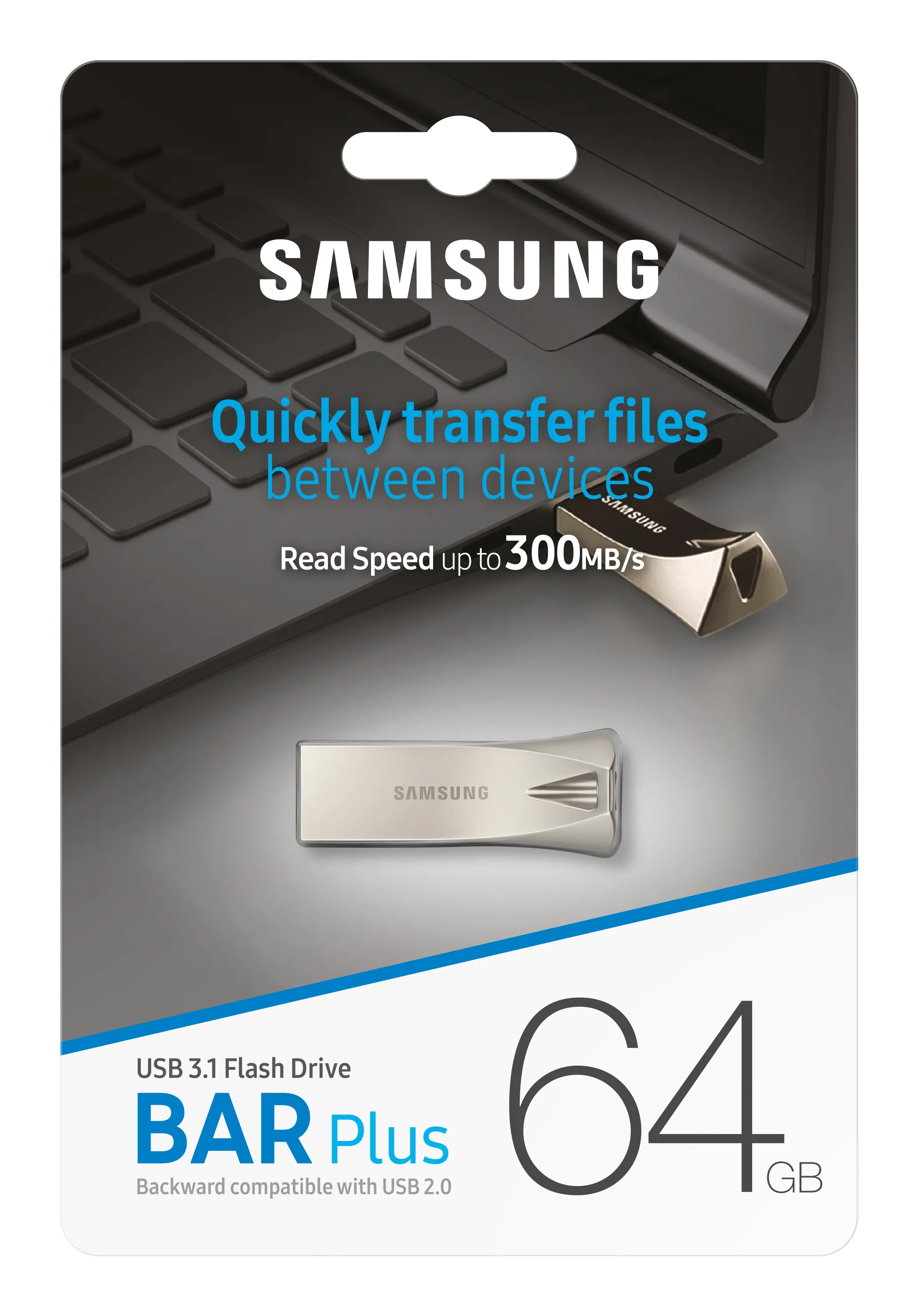 Samsung BAR Plus USB 3.2 Gen 1 64 Gt -muistitikku, hopea