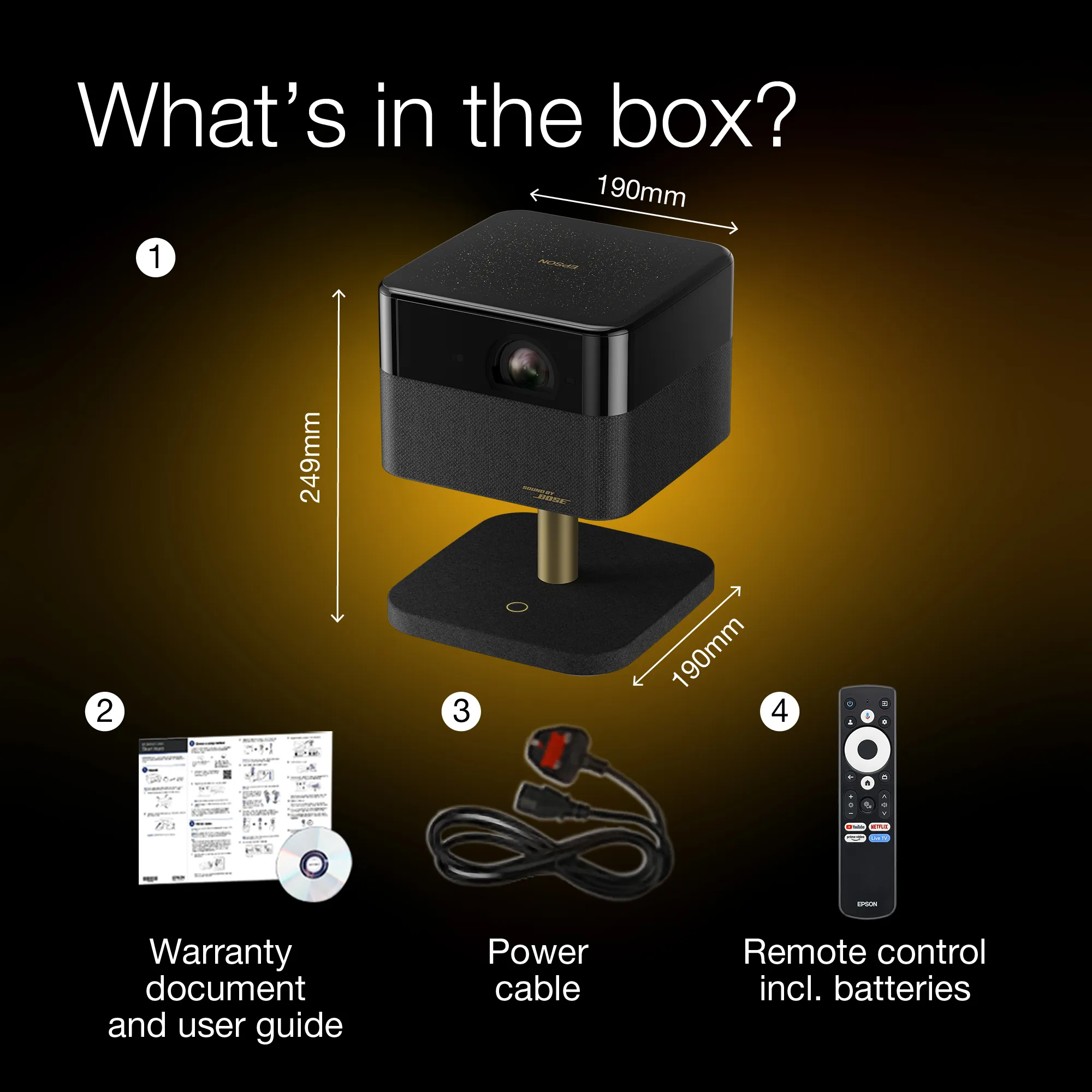 Epson LifeStudio Flex EF-73 Google TV 3LCD 4K UHD 1000 ANSI lm Portable LED Projector, Black