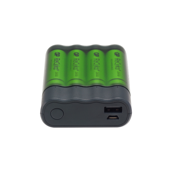 GP Charge AnyWay 2-in-1 USB Battery Charger, incl. 4 x AA 2600 mAh Batteries