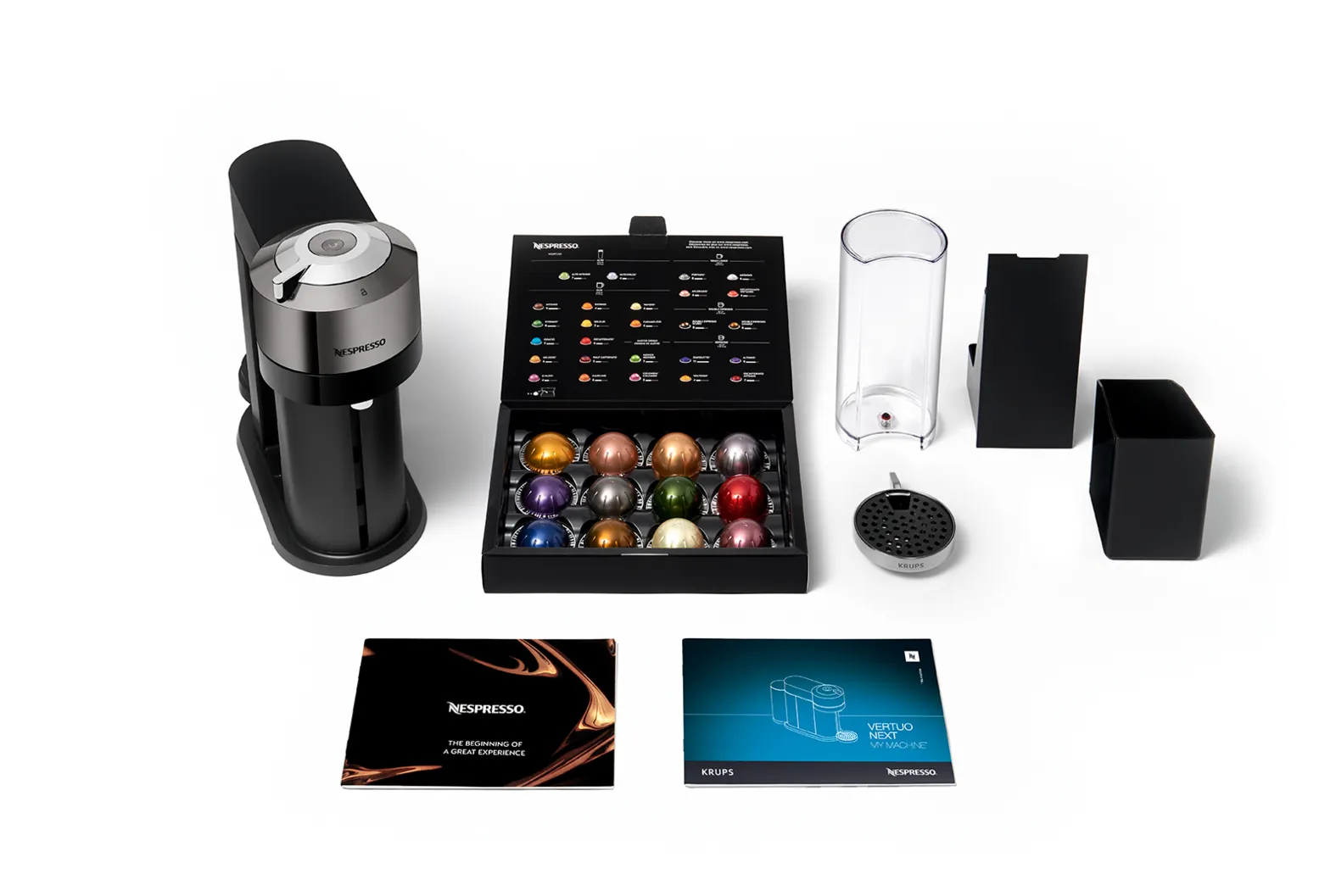 Krups Nespresso Vertuo Next Deluxe - capsule coffee maker, black/chrome