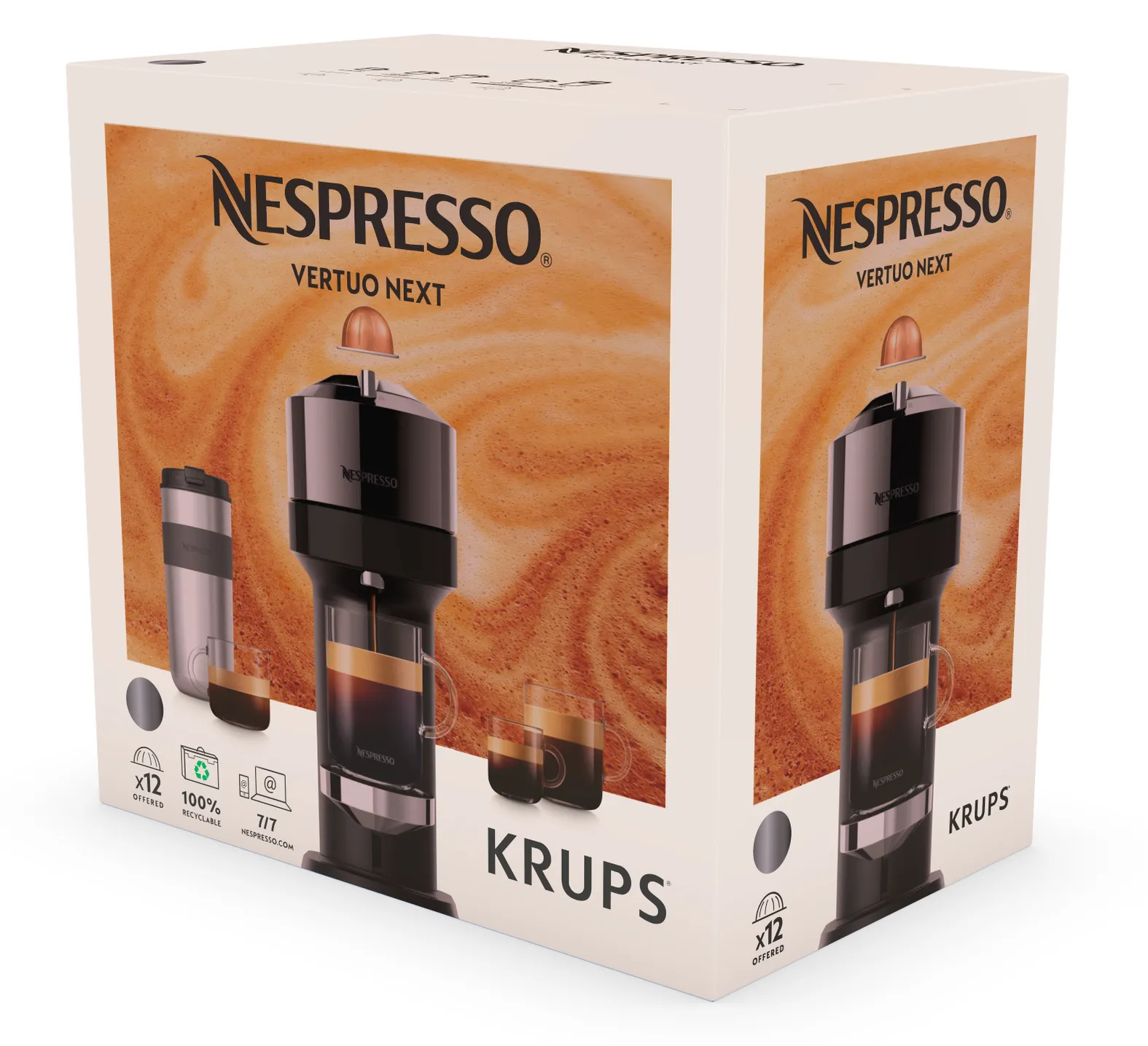 Krups Nespresso Vertuo Next Deluxe - capsule coffee maker, black/chrome