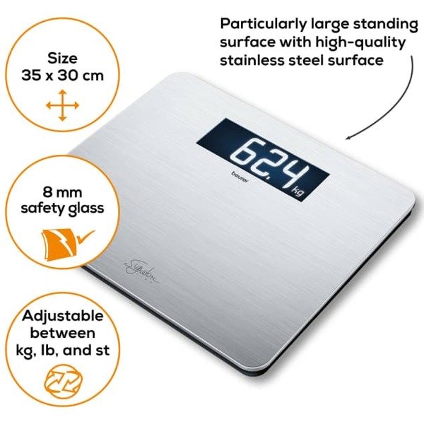 Beurer 73582 GS 405 Digital Bathroom Scale, 200 kg, Multicolour