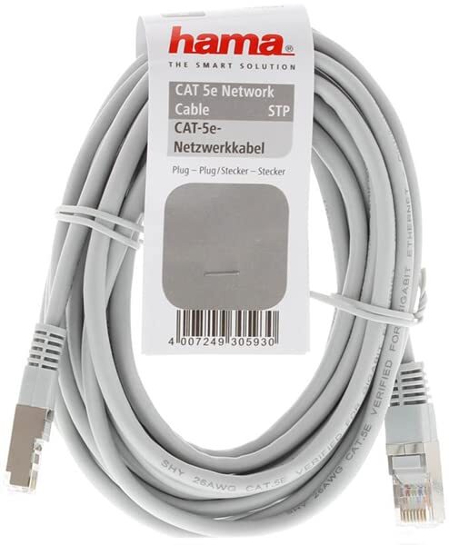HAMA Cat5e F/UTP RJ45 20m Network Cable, Grey