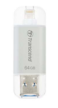 Transcend 64GB JetDrive Go 300 Lightning/USB 3.0 - memory stick, Silver
